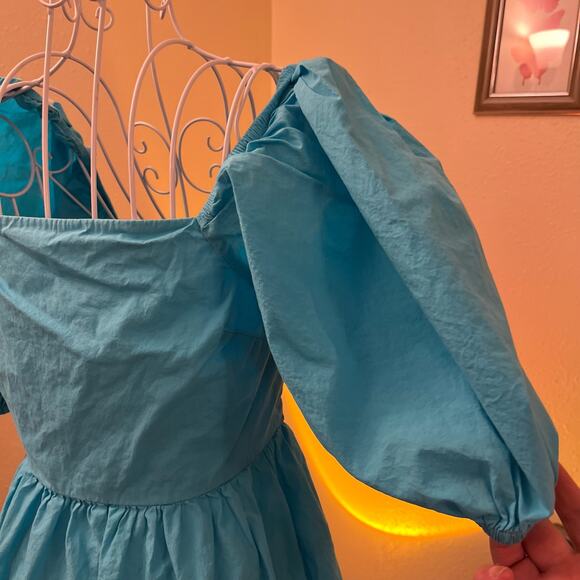 A new day size small blue sundress summer dress puffy sleeves - Picture 4 of 7
